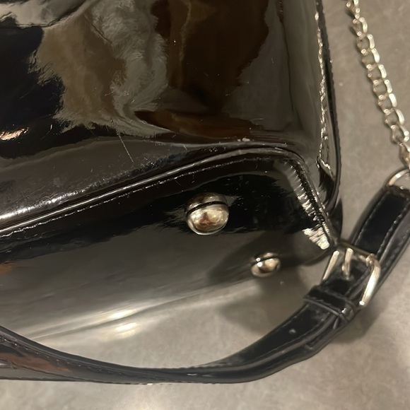 Grace Adele Black Patent Leather Purse with Strap - Picture 6 of 11